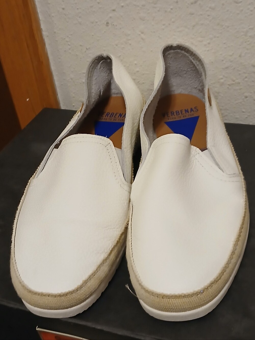 Verbenas Spain Nuria White Leather Espadrille Slip On Sneaker Size 40 US 9